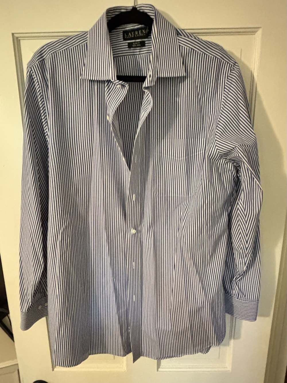 Ralph Lauren Men’s Navy and White Pinstripe Dress Shirt
